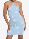 Light Blue Celestial Mesh Halter Mini Dress, CELESTIAL, alternate