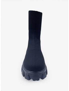 Plus Size Gia Stretch Knit Platform Boot on Lug Sole Black, , hi-res