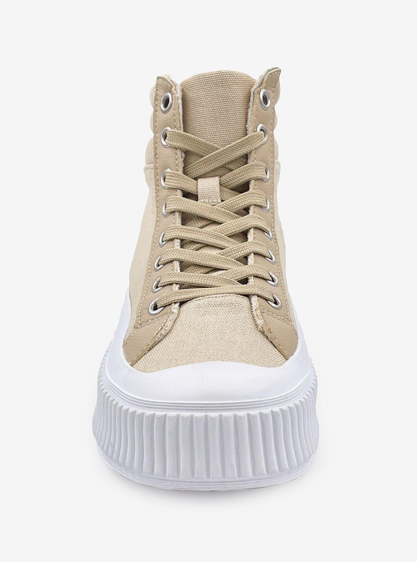 Gigi High Top Sneaker with Toe Cap on A Platform Khaki, KHAKI, alternate
