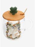 Harry Potter Floral Hogwarts Crest Glass Mug with Lid & Spoon Set , , alternate