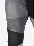 Black & Grey Patchwork Flare Suspender Pants Plus Size, BLACK, alternate