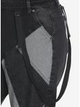 Black & Grey Patchwork Denim Joggers Plus Size, BLACK, alternate