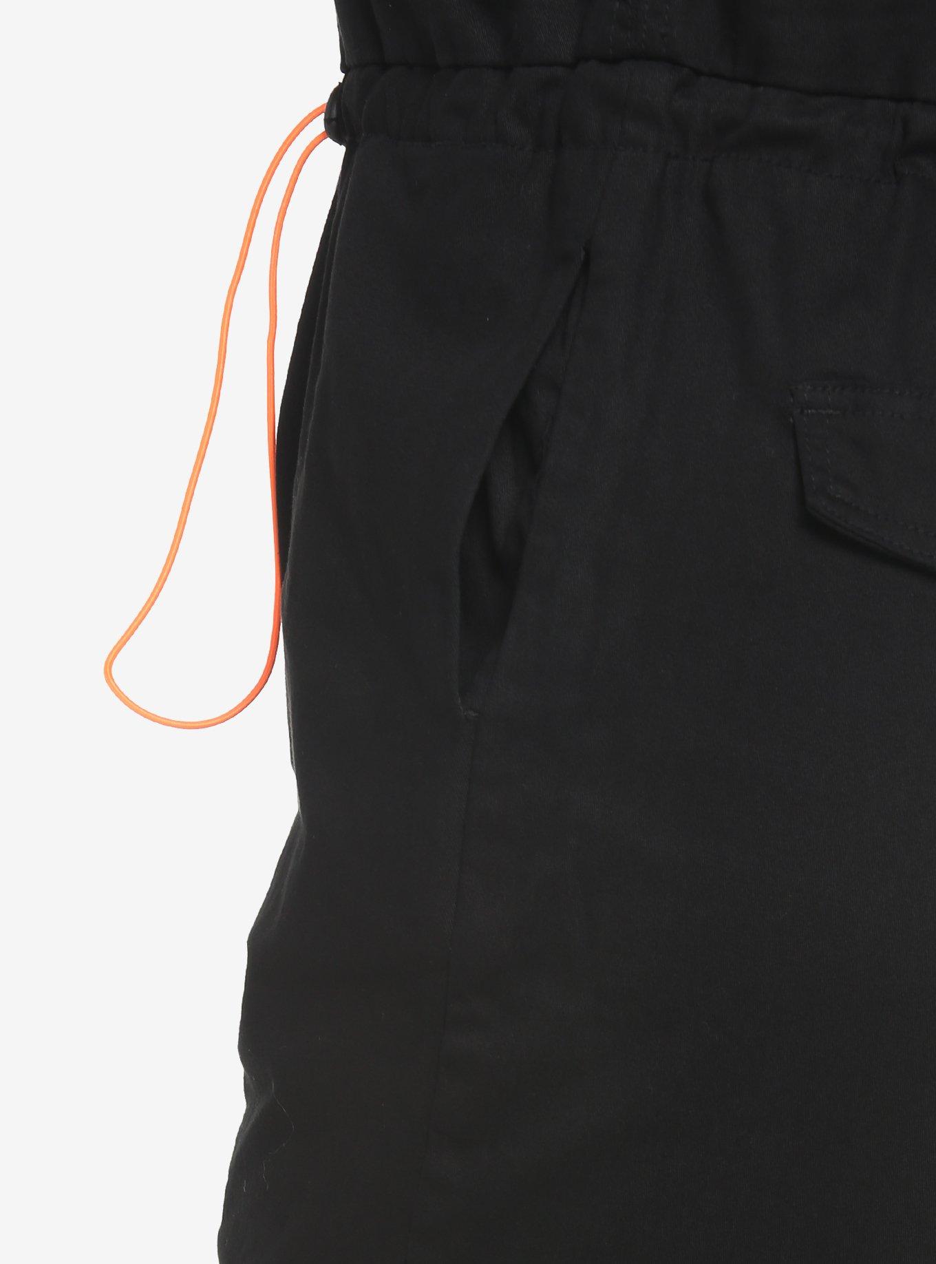 Black & Orange Jogger Jumpsuit Plus Size, BLACK, alternate