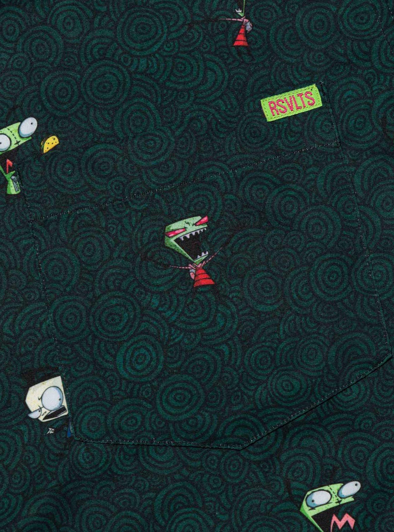 RSVLTS Invader Zim Invaders From Irk KUNUFLEX Short Sleeve Shirt, GREEN, alternate