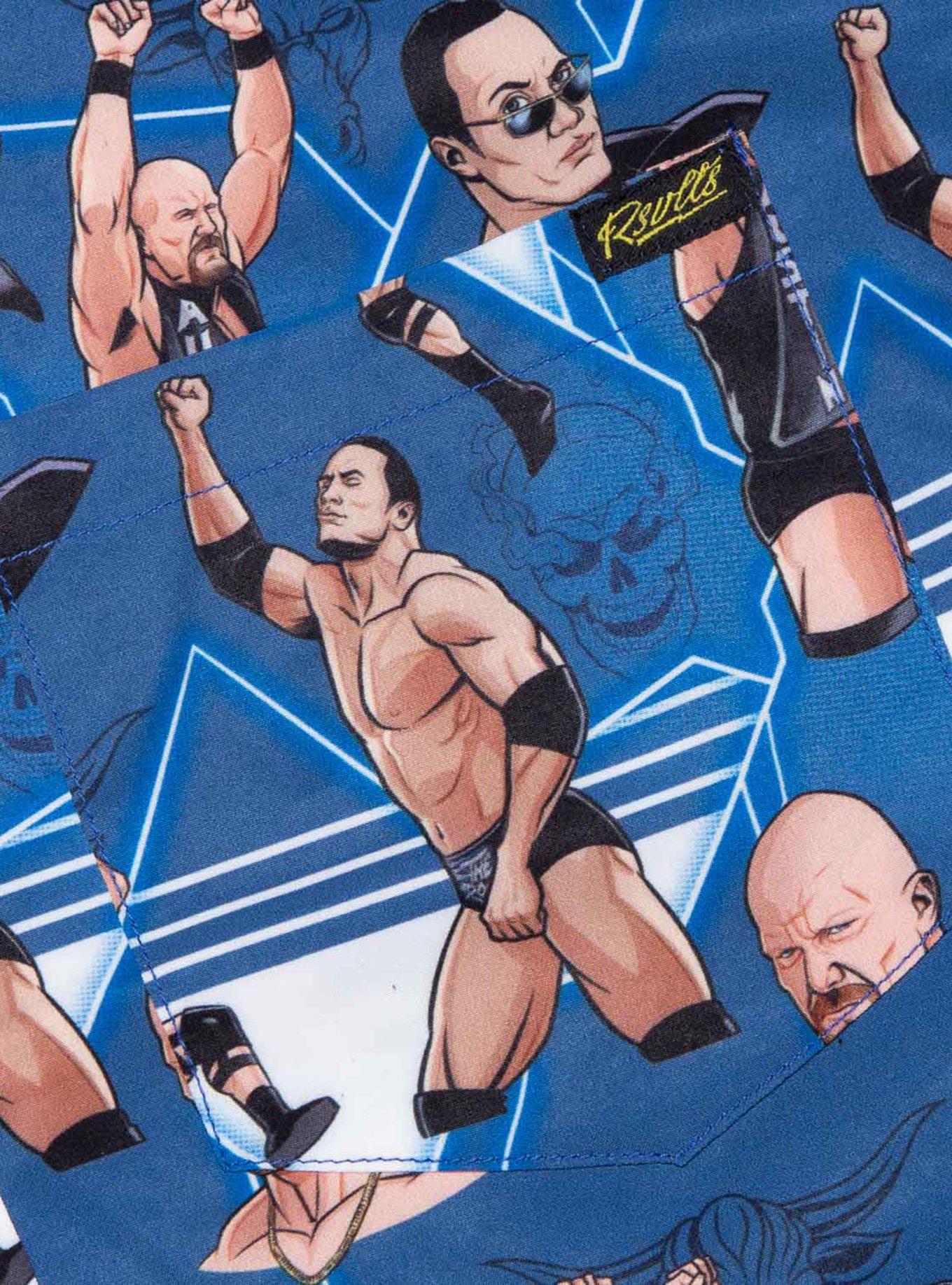 RSVLTS WWE Stone Cold Austin Vs Rock KUNUFLEX Short Sleeve Shirt, BLUE, alternate