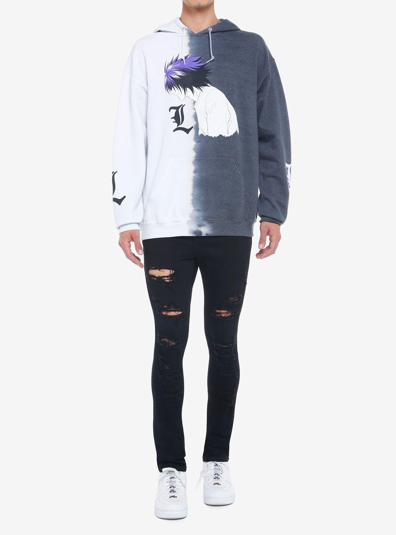 Death Note L Profile Split Wash Hoodie, MULTI, alternate