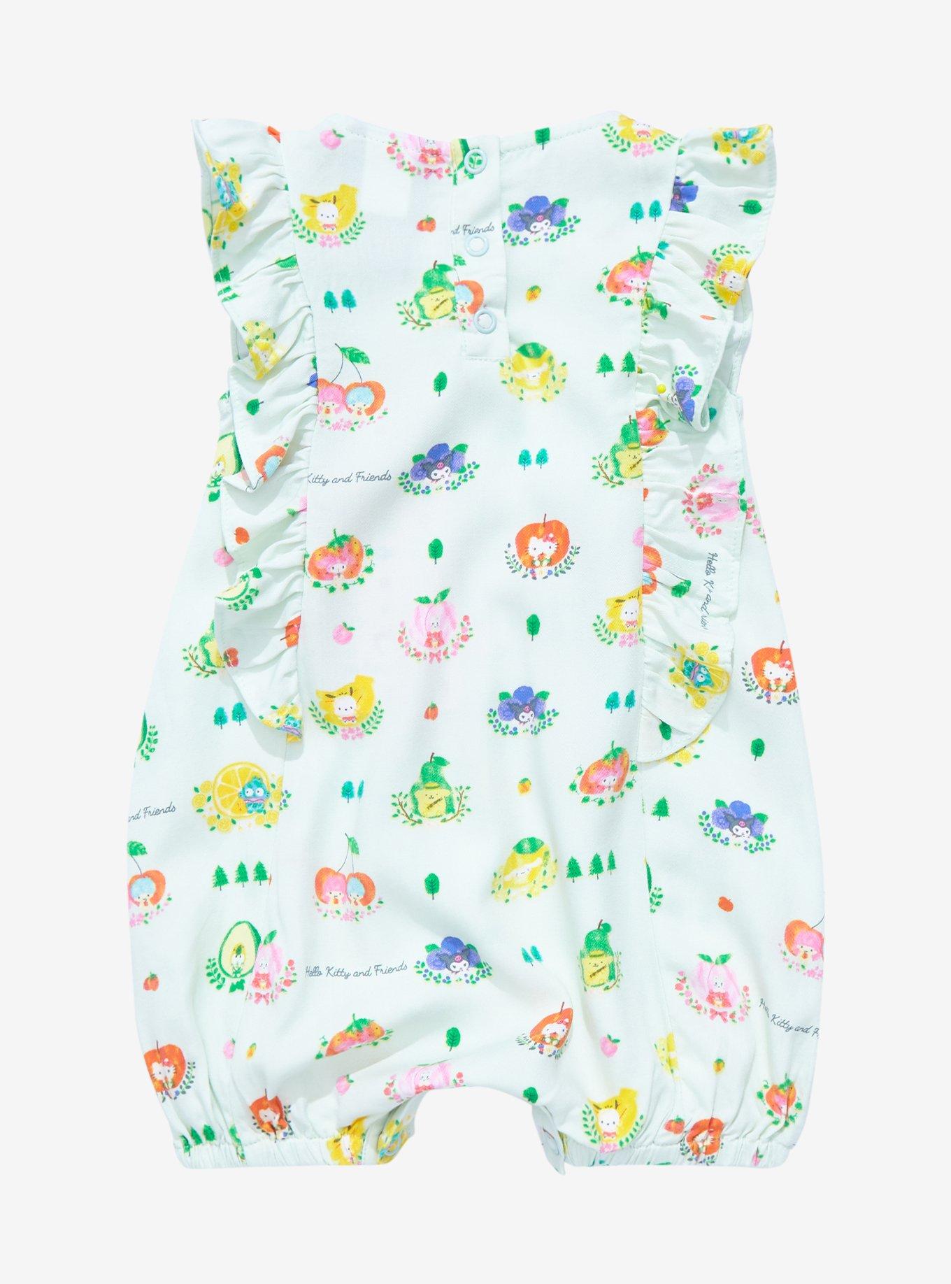 Sanrio Fruits Hello Kitty & Friends Allover Print Infant Romper - BoxLunch Exclusive , LIGHT GREEN, alternate