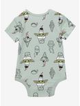 Star Wars The Mandalorian Grogu Ice Cream Allover Print Infant One-Piece - BoxLunch Exclusive , SAGE, alternate