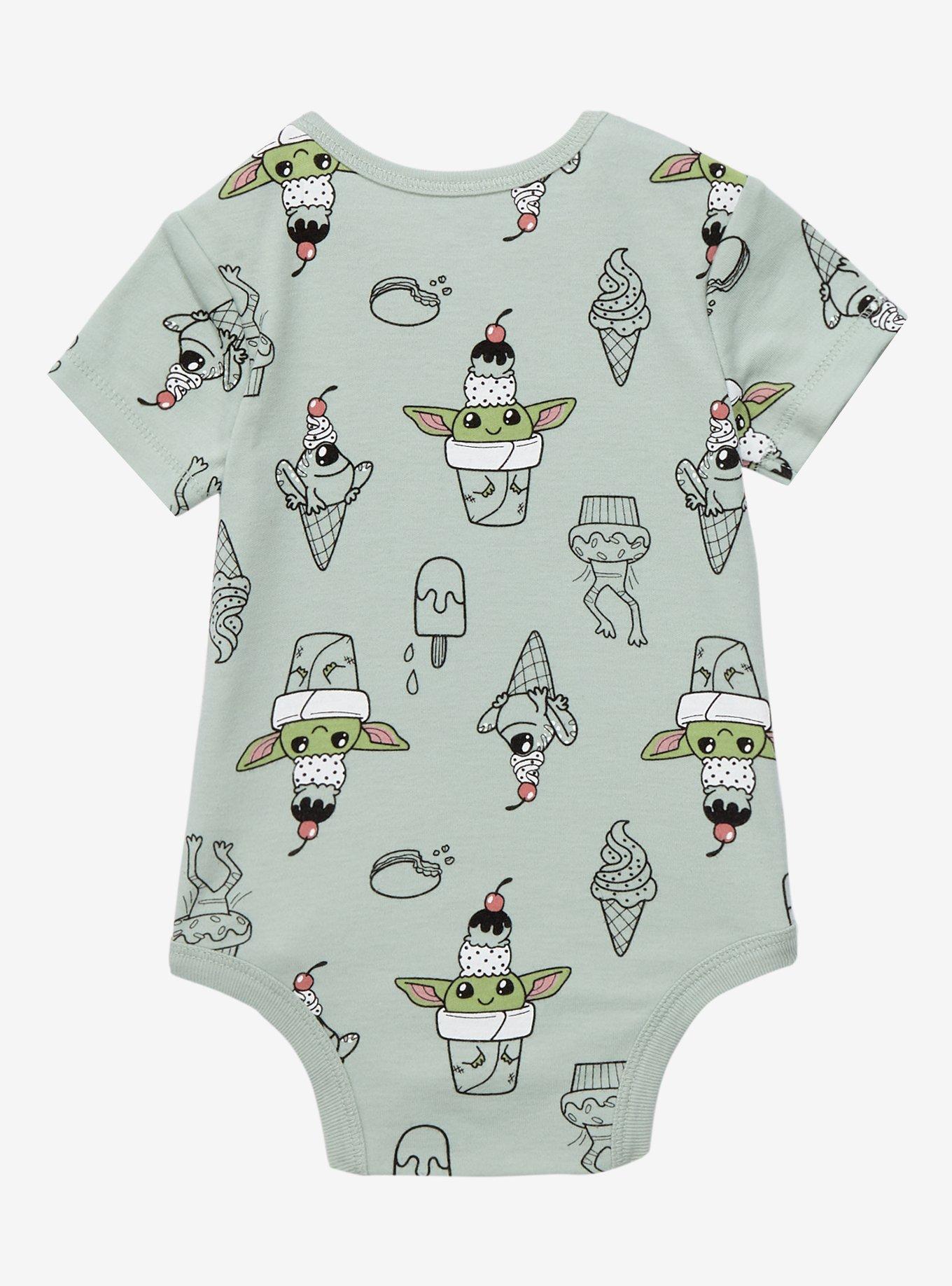 Star Wars The Mandalorian Grogu Ice Cream Allover Print Infant One-Piece - BoxLunch Exclusive , SAGE, alternate