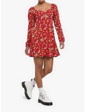 Disney Winnie The Pooh Floral Long-Sleeve Dress, , hi-res