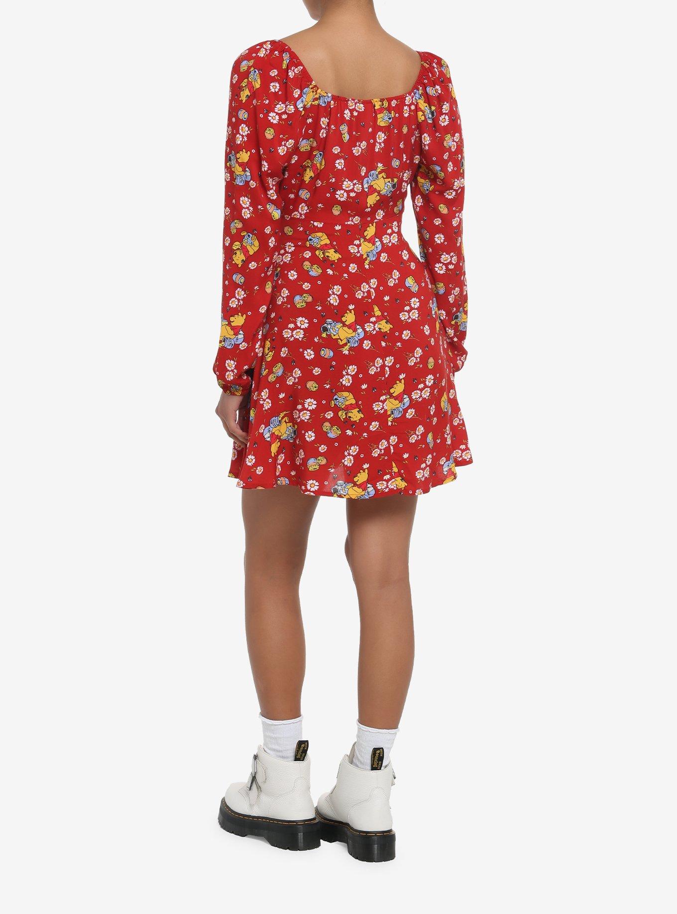 Disney Winnie The Pooh Floral Long-Sleeve Dress, MULTI, alternate