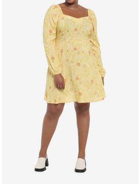 Disney Beauty And The Beast Floral Long-Sleeve Dress Plus Size, , hi-res