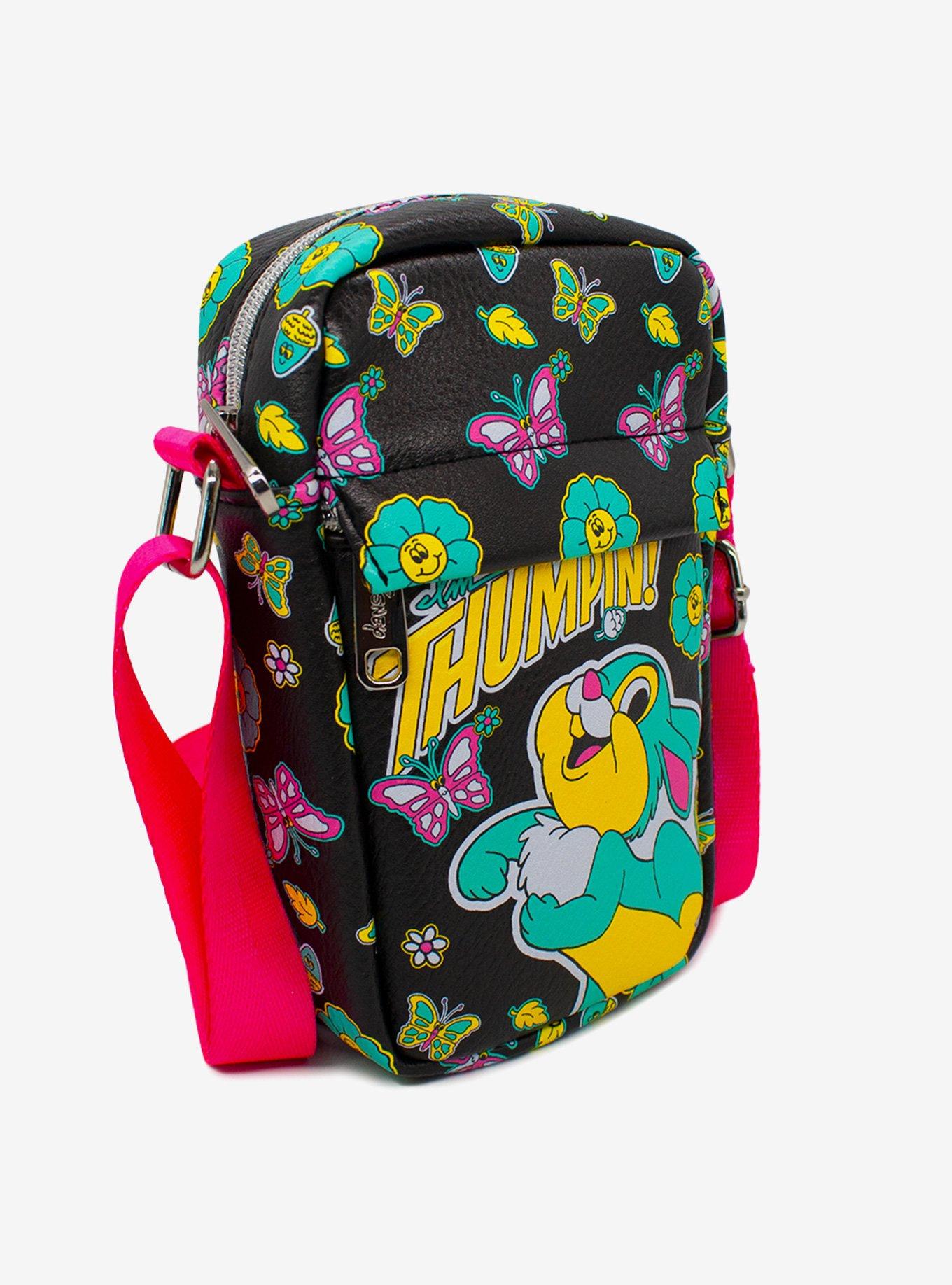 Disney Bambi Thumper Thumpin Retro Pose Floral Collage Cross Body Bag, , alternate