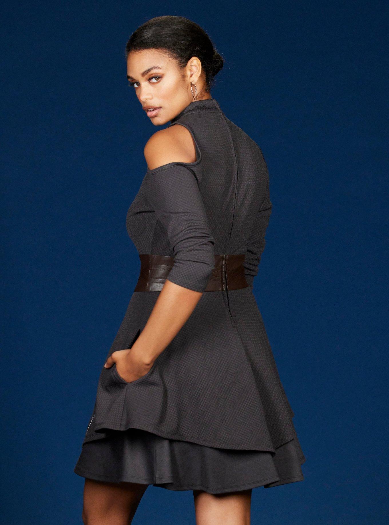 Her Universe Star Wars The Mandalorian Ahsoka Tano Cold Shoulder Dress, DARK GREY, alternate
