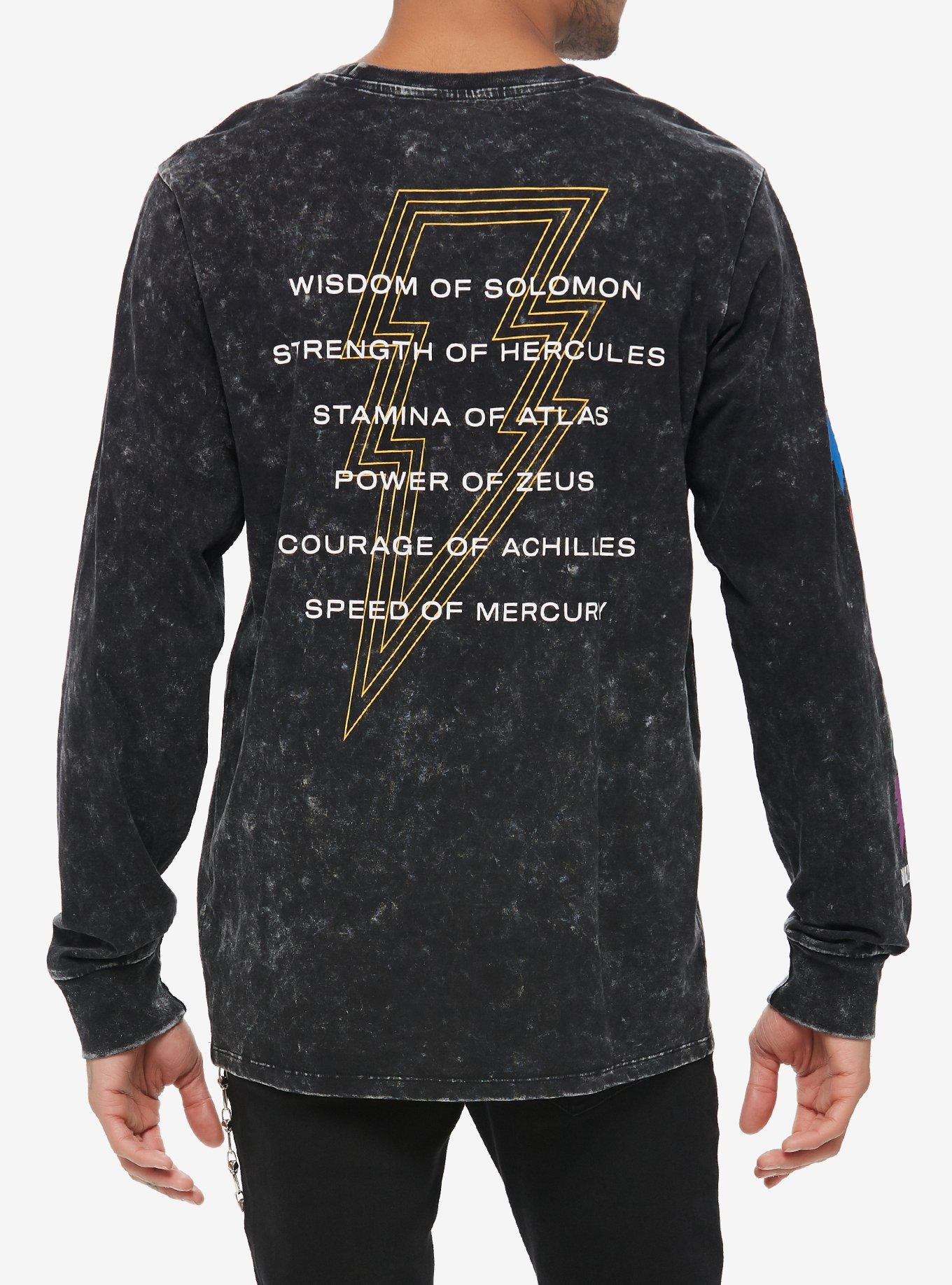 DC Comics Shazam! Fury Of The Gods Shazamily Wash Long-Sleeve T-Shirt, BLACK, alternate