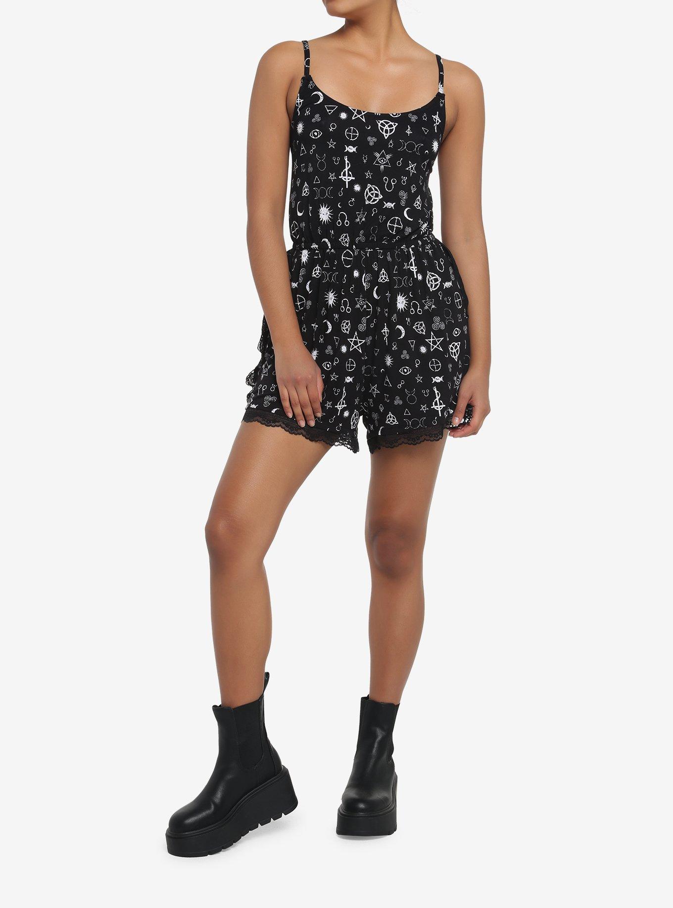 Mystical Icons Romper, BLACK, alternate