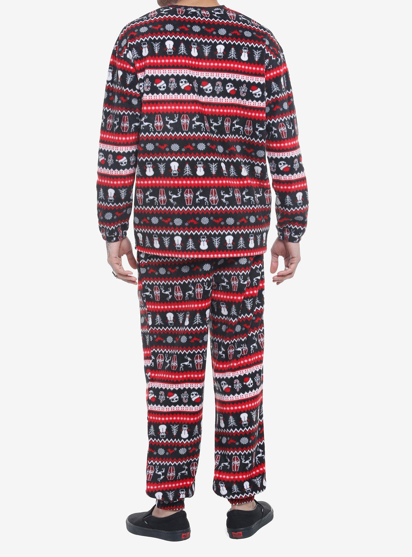 Skulls & Spiderwebs Fair Isle Fleece Pajama Set, MULTI, alternate