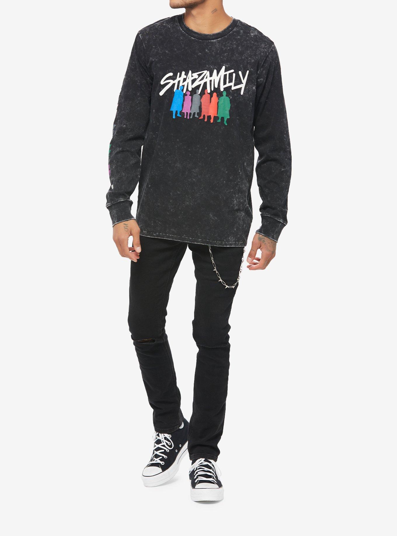 DC Comics Shazam! Fury Of The Gods Shazamily Wash Long-Sleeve T-Shirt, MINERAL BLACK, alternate