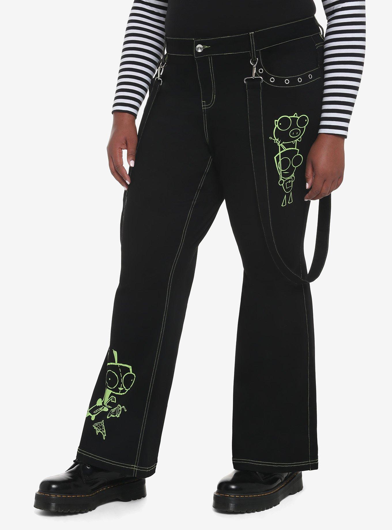 Invader Zim GIR Suspender Flare Pants Plus Size, MULTI, alternate