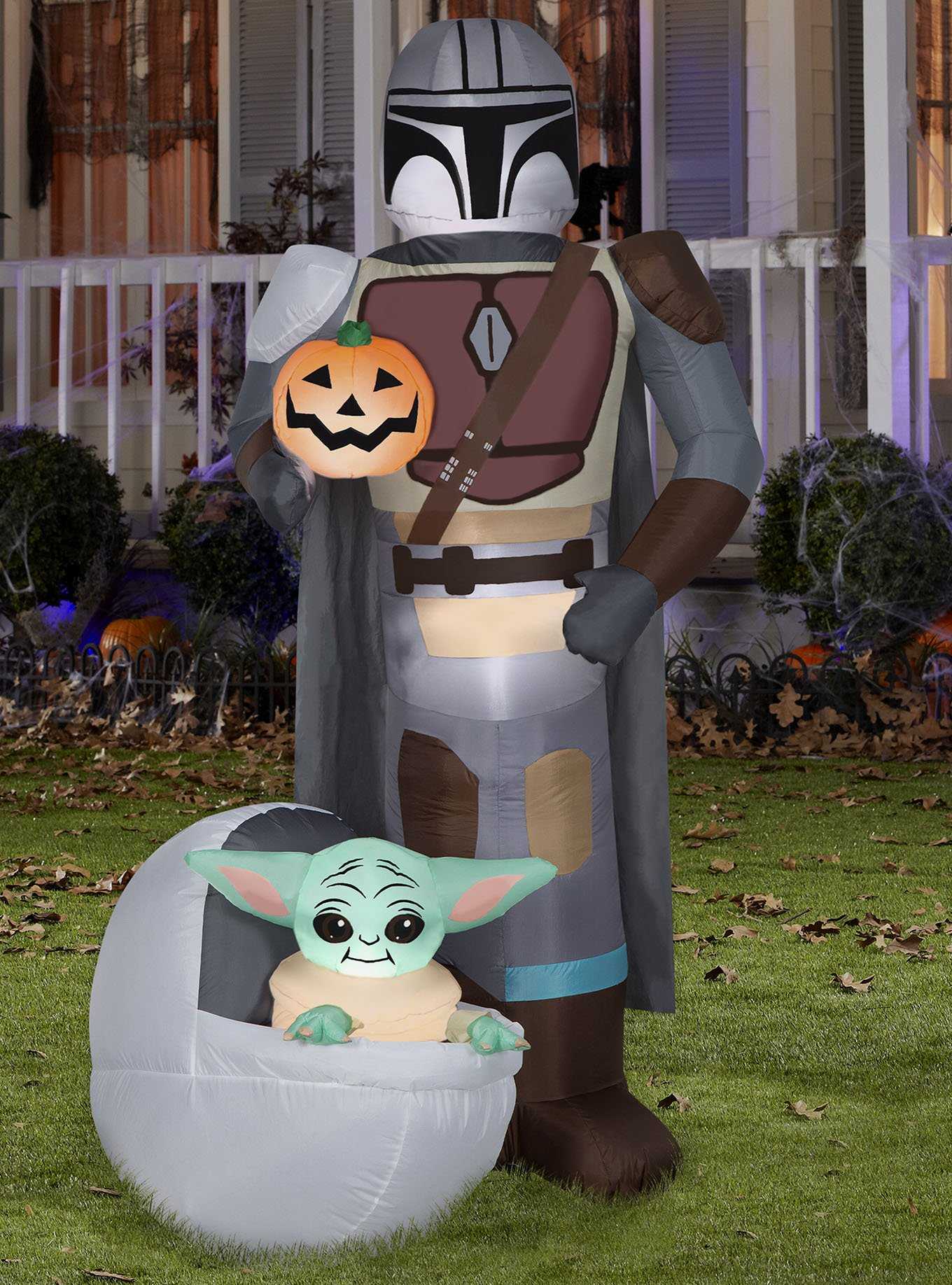 Star Wars The Mandalorian And The Child With Pumpkin Scene Airblown, , hi-res