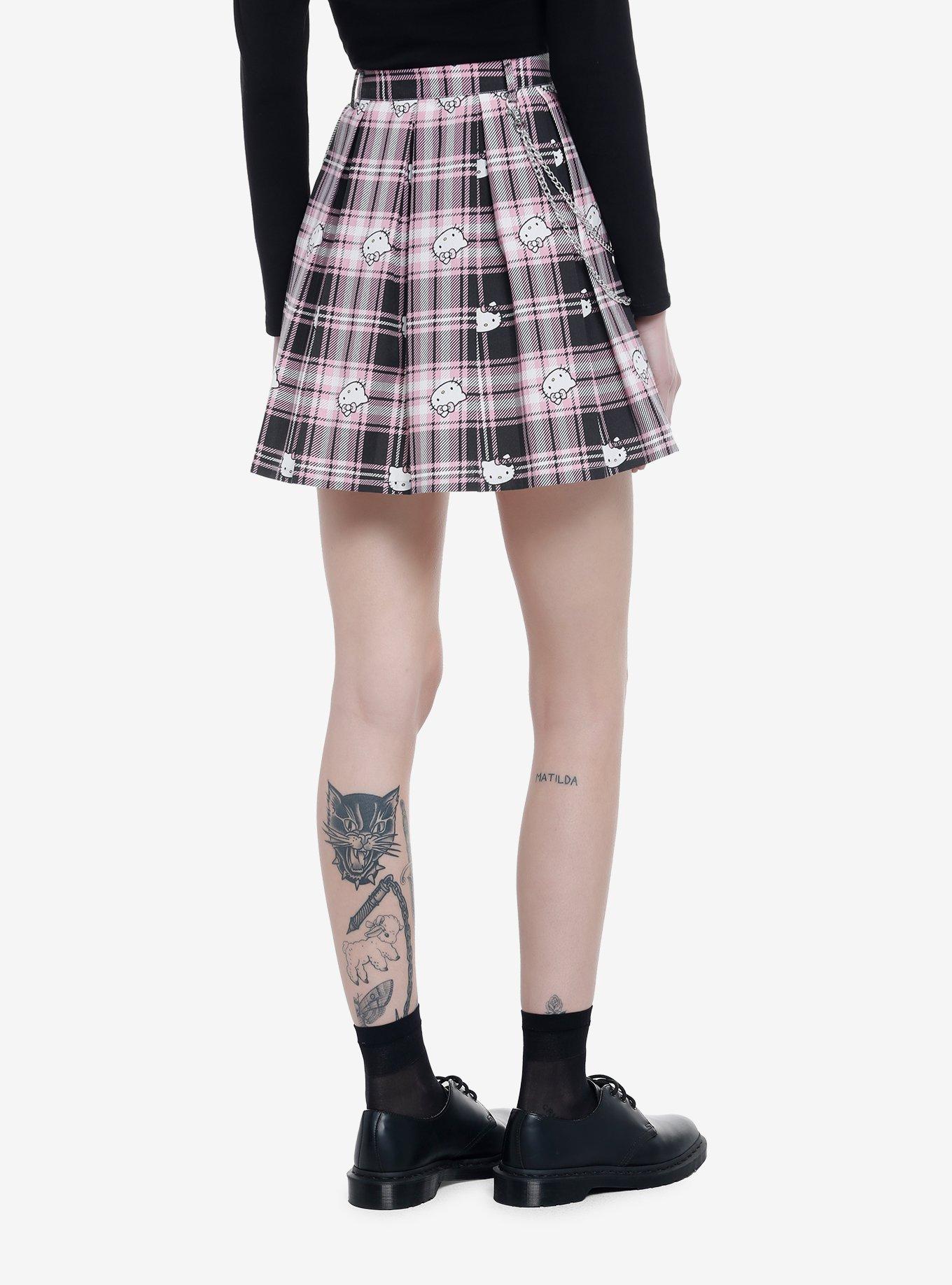 Hello Kitty Black & Pink Plaid Pleated Skirt, MULTI, alternate