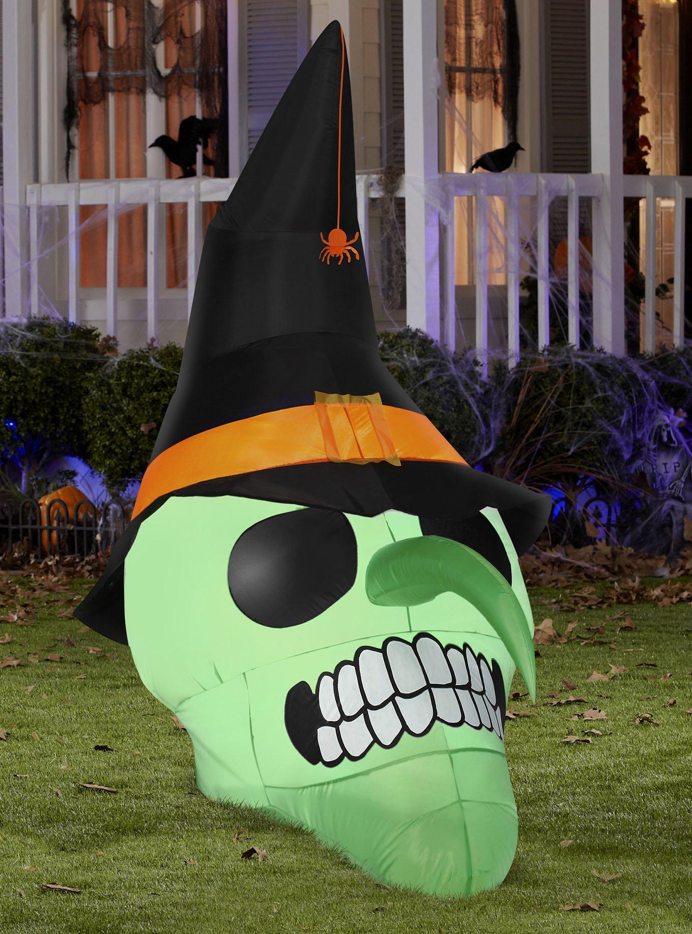 Green Witch Skull Airblown, , hi-res