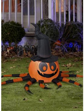 Orange And Black Spider Witch Hat Airblown, , hi-res