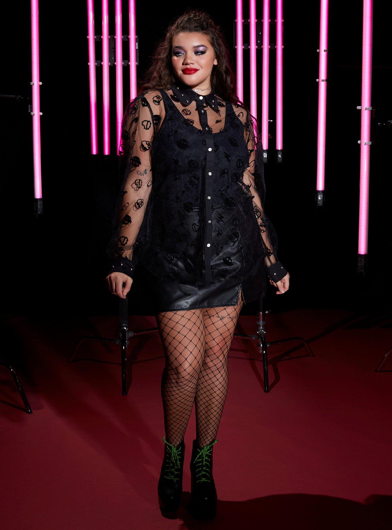 Monster High Frankie Stein Icons Mesh Girls Long-Sleeve Top Plus Size, MULTI, alternate