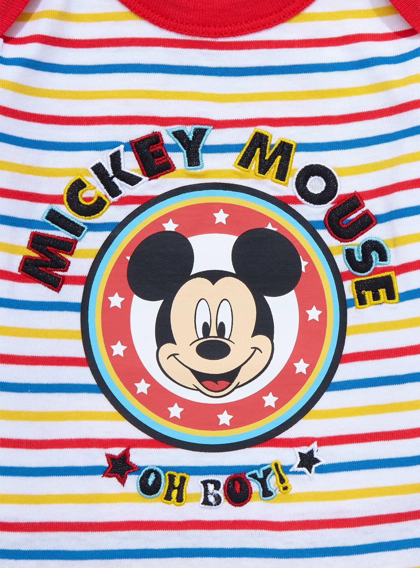 Disney Mickey Mouse Oh Boy Striped Infant One-Piece - BoxLunch Exclusive , MULTI STRIPE, alternate