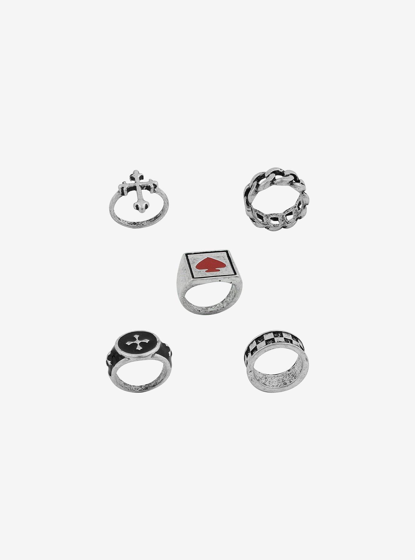 Checker Cross Spade Ring Set, , alternate