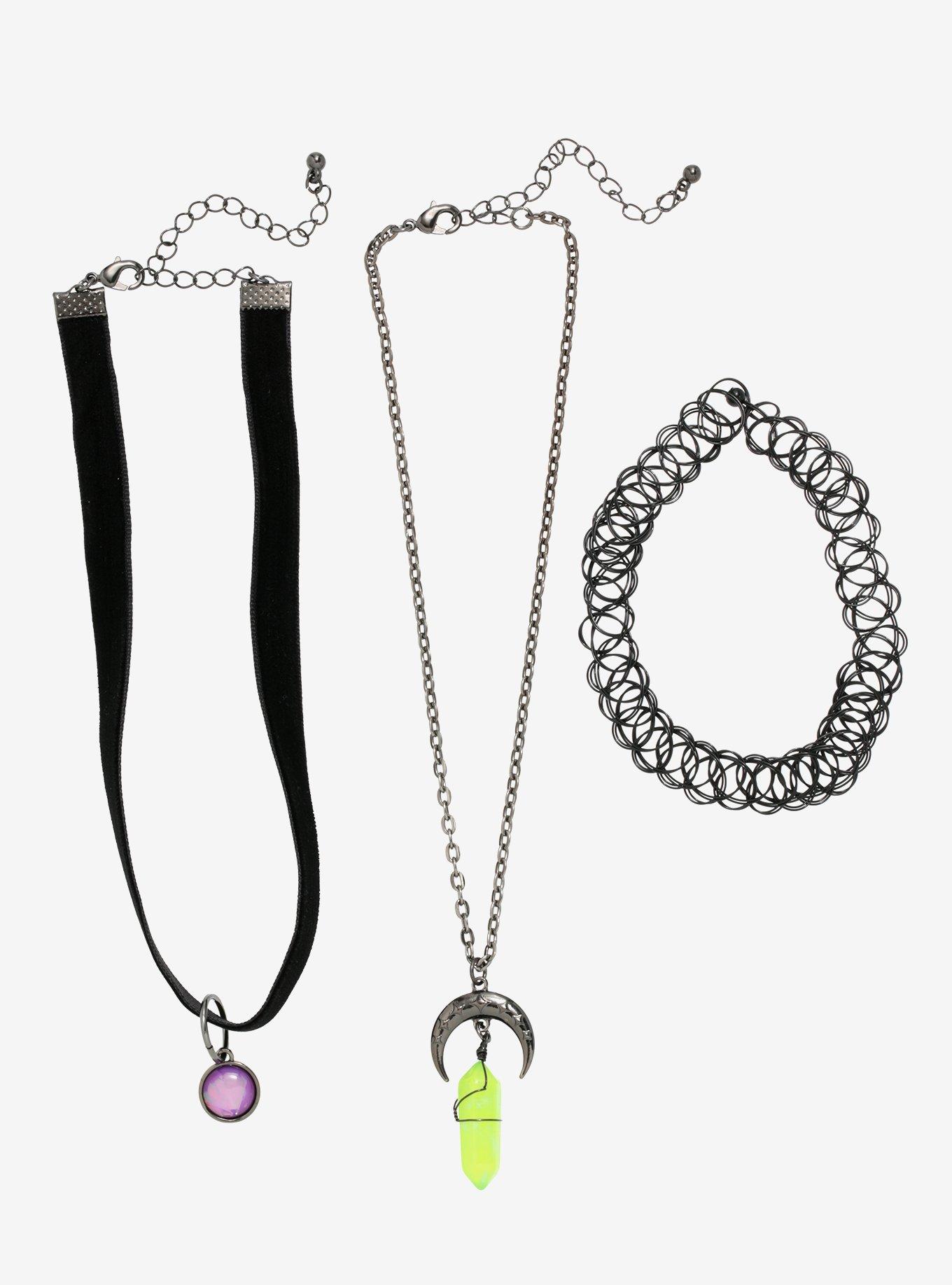 Moon Crystal Anodized Planet Choker Necklace Set, , alternate