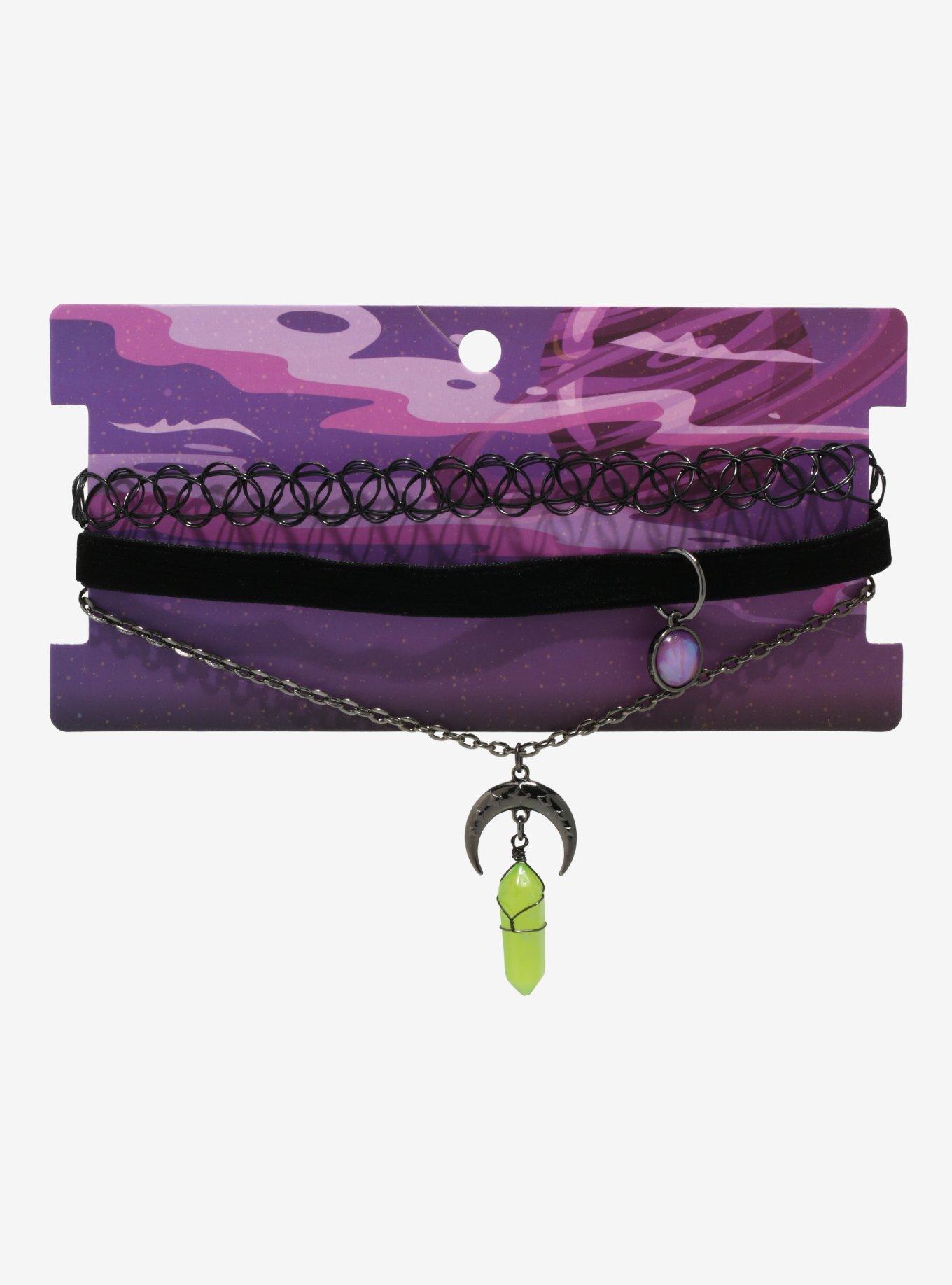 Moon Crystal Anodized Planet Choker Necklace Set, , alternate