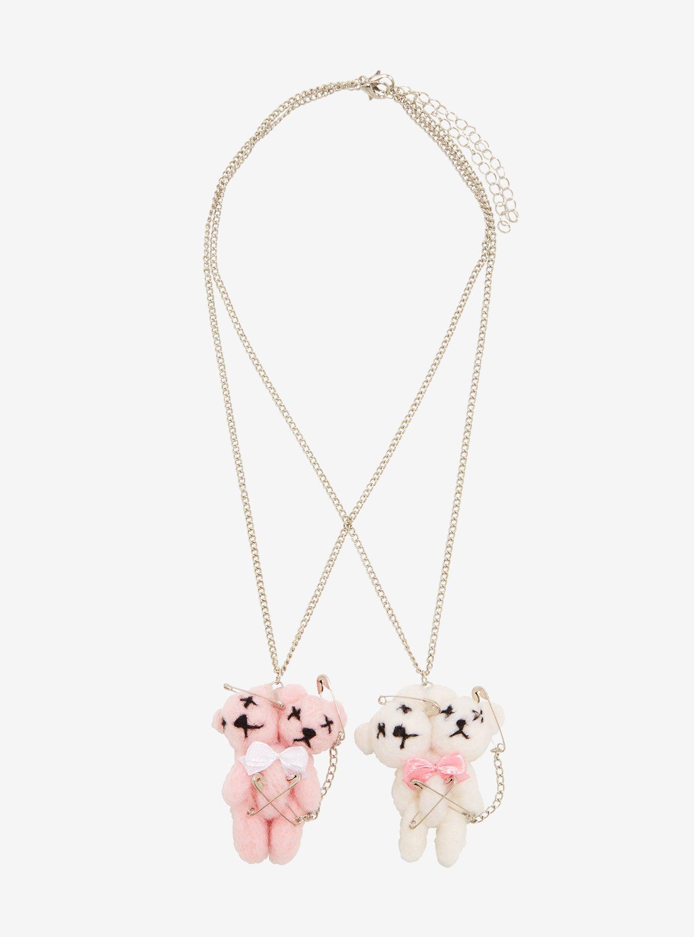 Double-Headed Teddy Bear Best Friend Necklace Set, , alternate