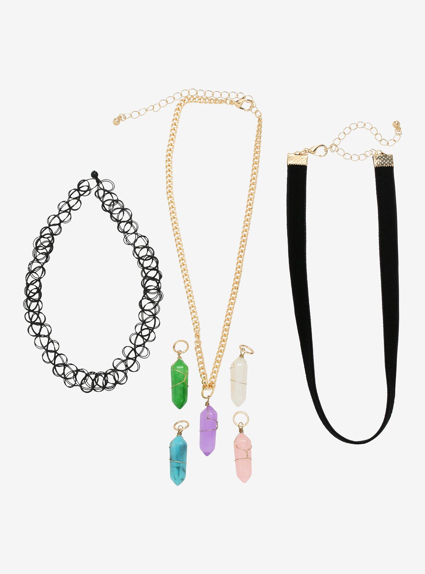 Interchangeable Crystal Choker Necklace Set, , alternate