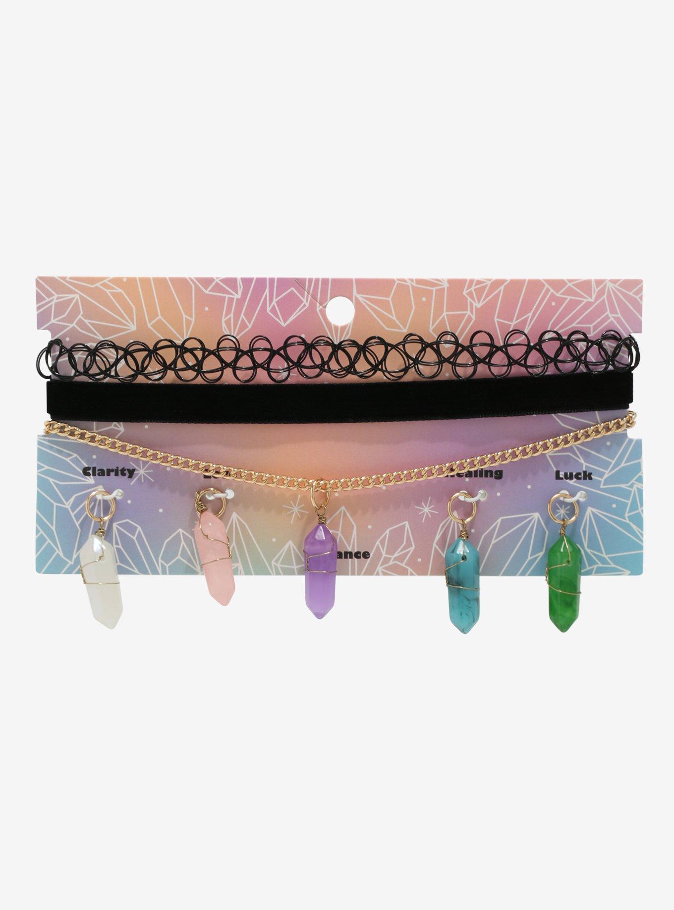 Interchangeable Crystal Choker Necklace Set, , alternate