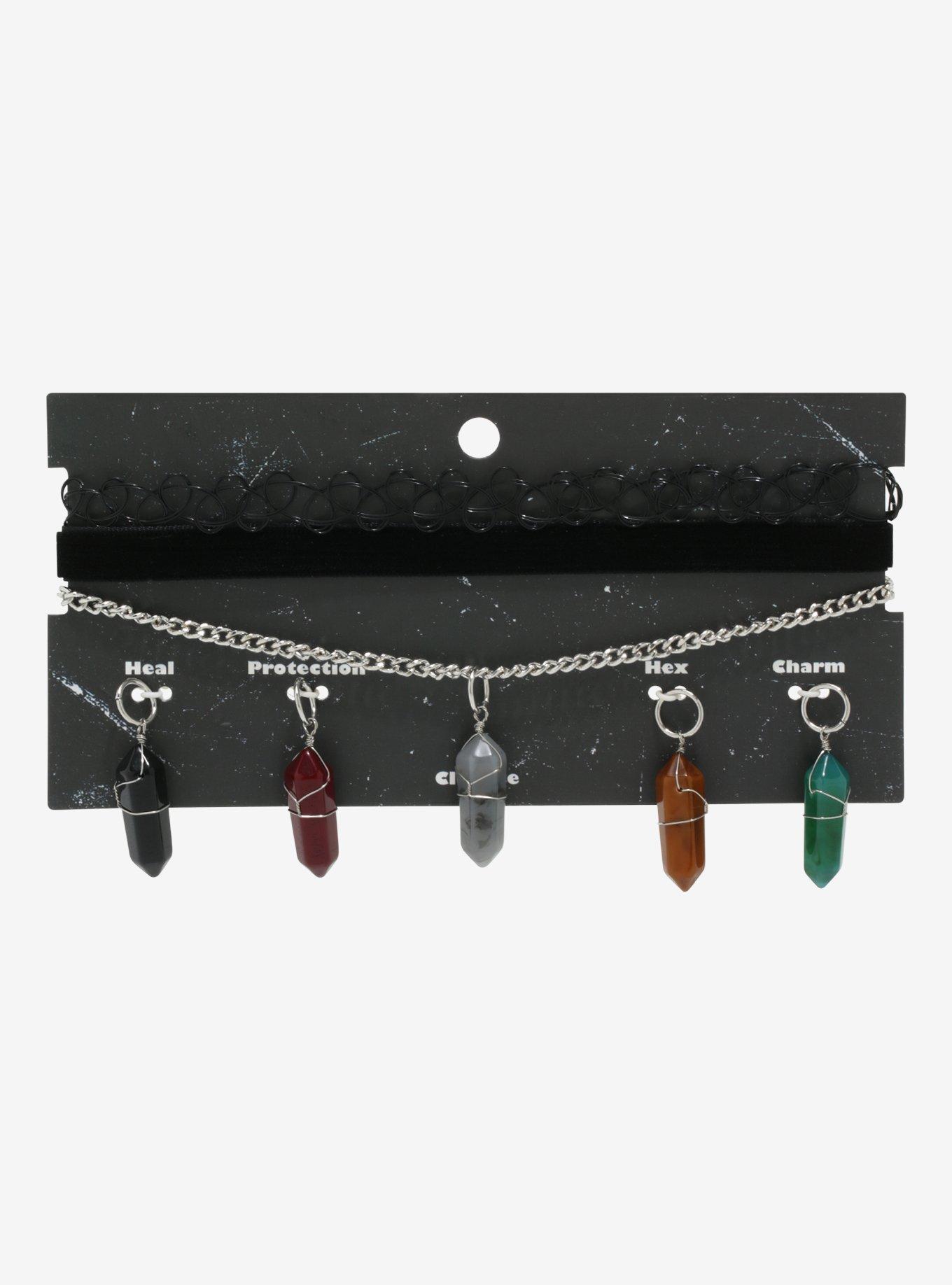 Dark Interchangeable Crystal Choker Necklace Set, , alternate