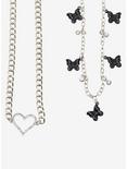 Butterfly Heart Chain Necklace Set, , alternate