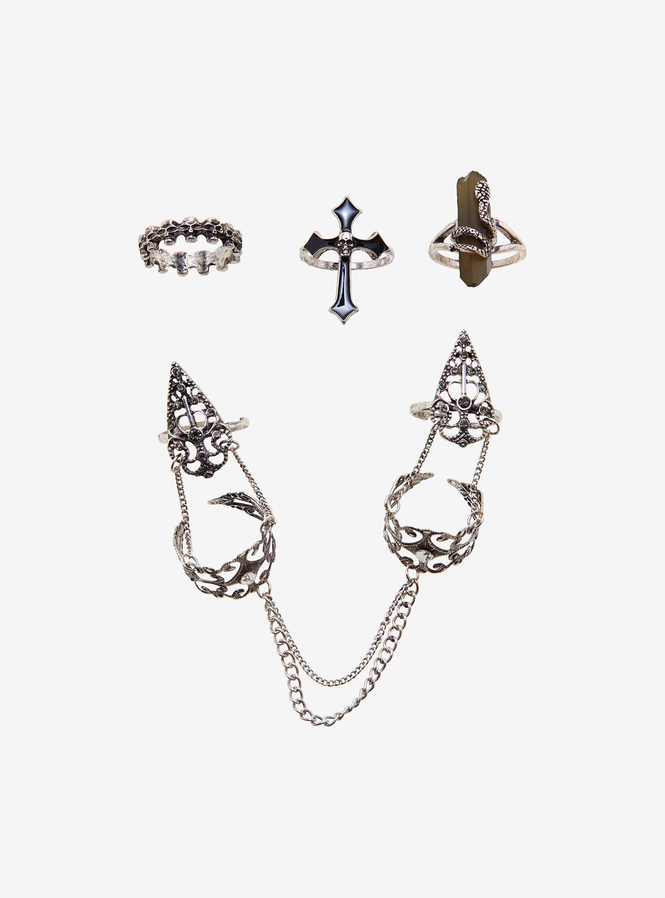 Gothic Statement Chain Ring Set, , alternate