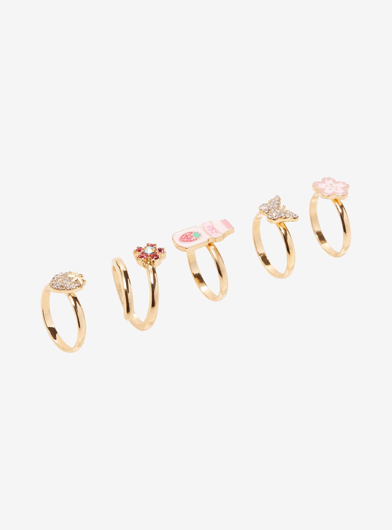 Sakura Strawberry Milk Bling Ring Set, , alternate