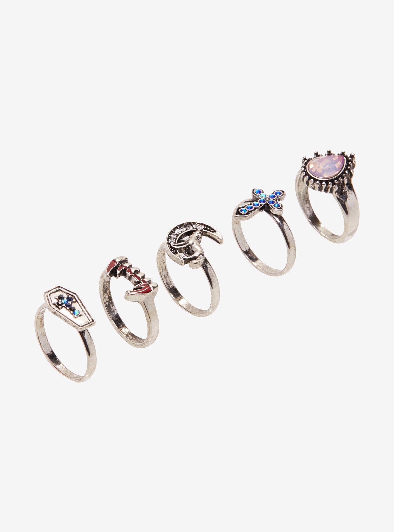 Vampire Werewolf Bejeweled Ring Set, , alternate
