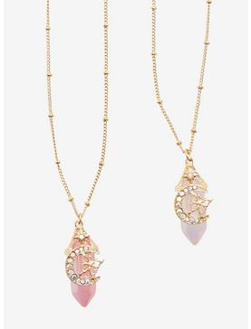 Moon Butterfly Crystal Best Friend Necklace Set, , hi-res