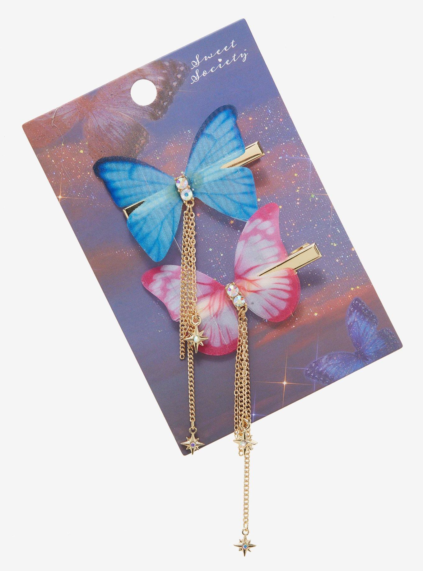 Butterfly Dangle Hair Clip Set, , hi-res