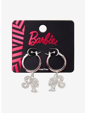Barbie Bling Silhouette Rhinestone Mini Hoop Earrings, , hi-res
