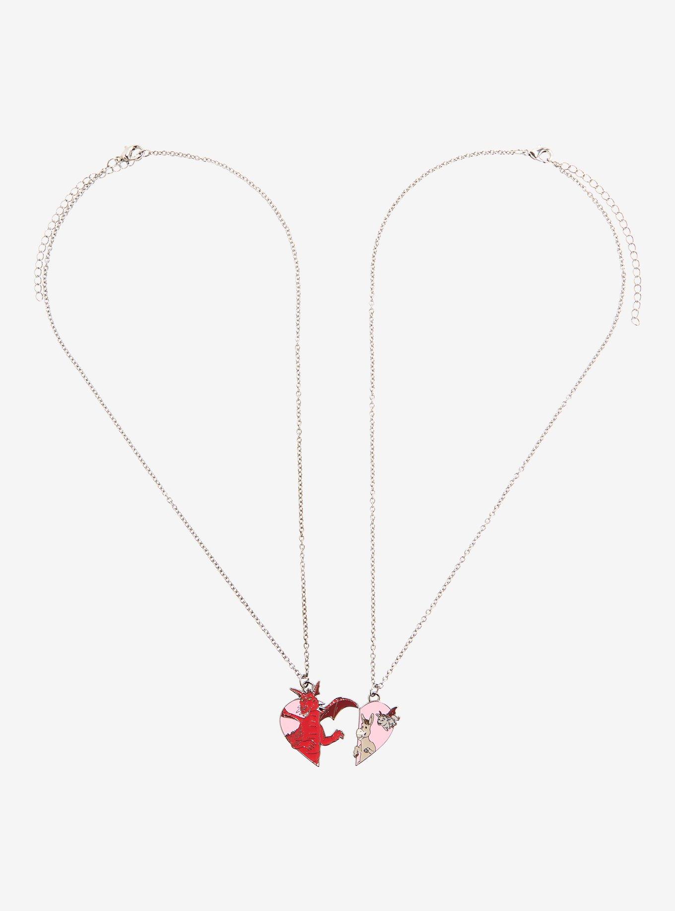 Shrek Dragon & Donkey Heart Best Friend Necklace Set, , alternate