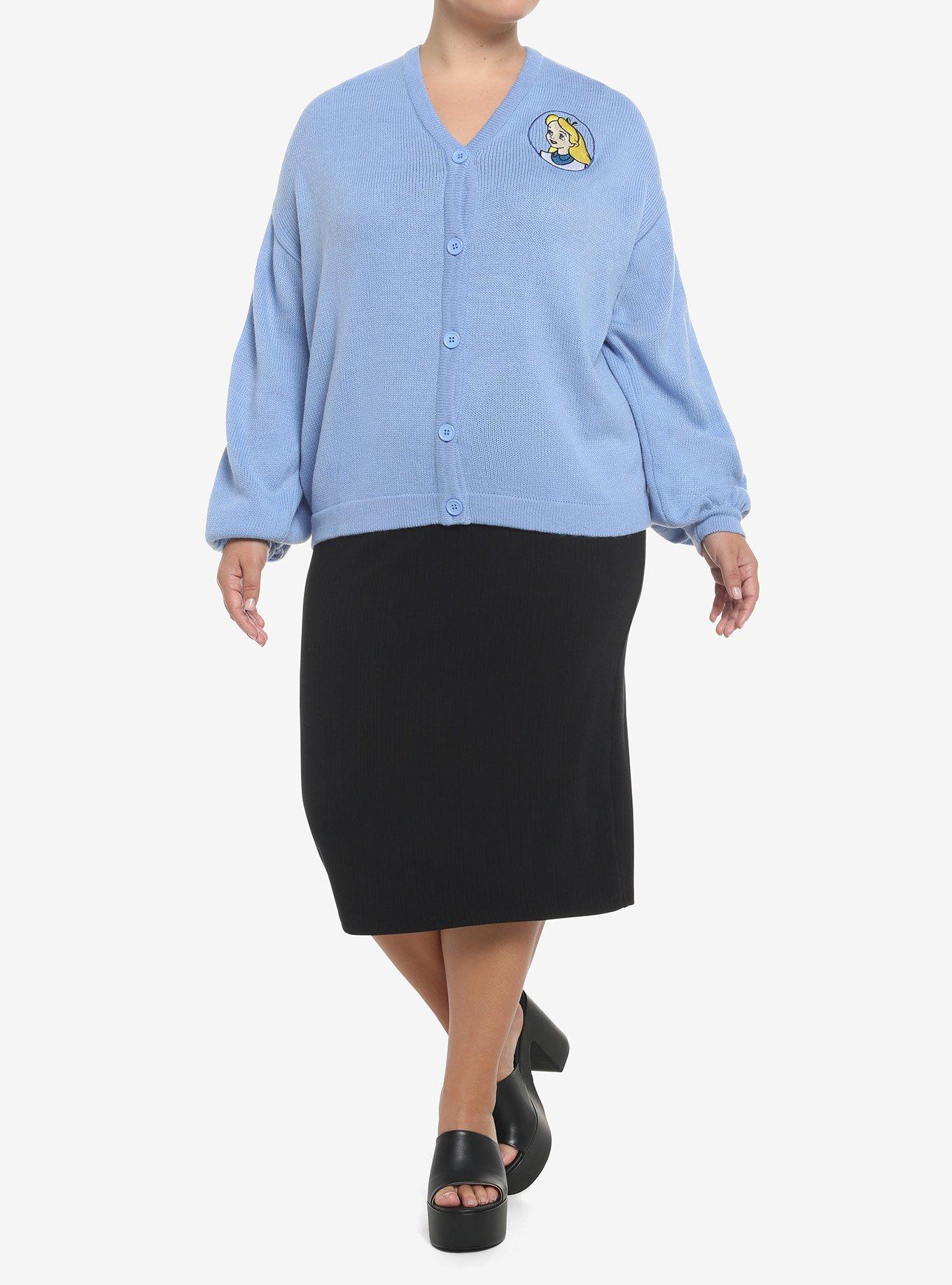 Disney Alice In Wonderland Embroidered Cardigan Plus Size, BLUE, alternate