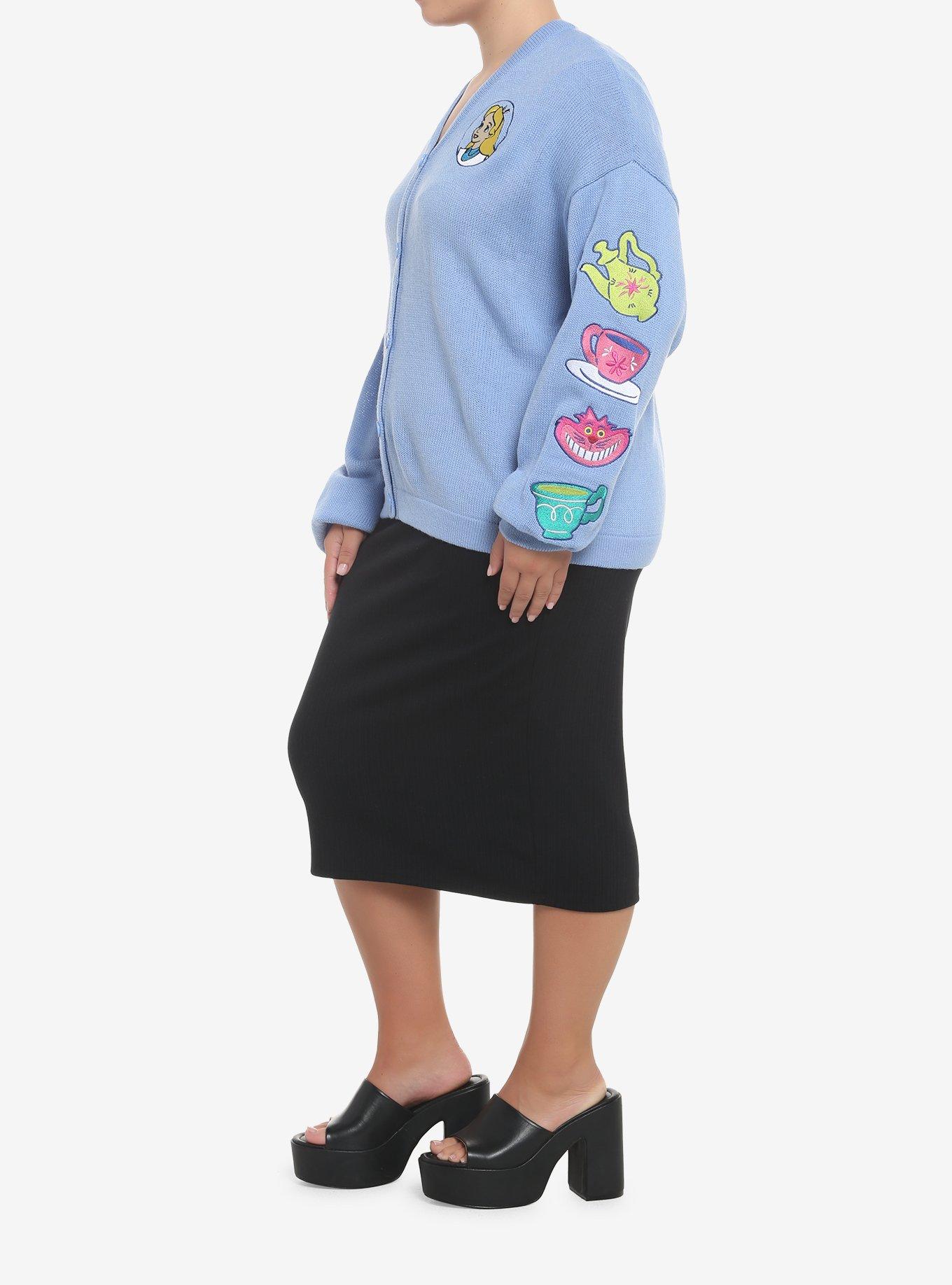 Disney Alice In Wonderland Embroidered Cardigan Plus Size, BLUE, alternate