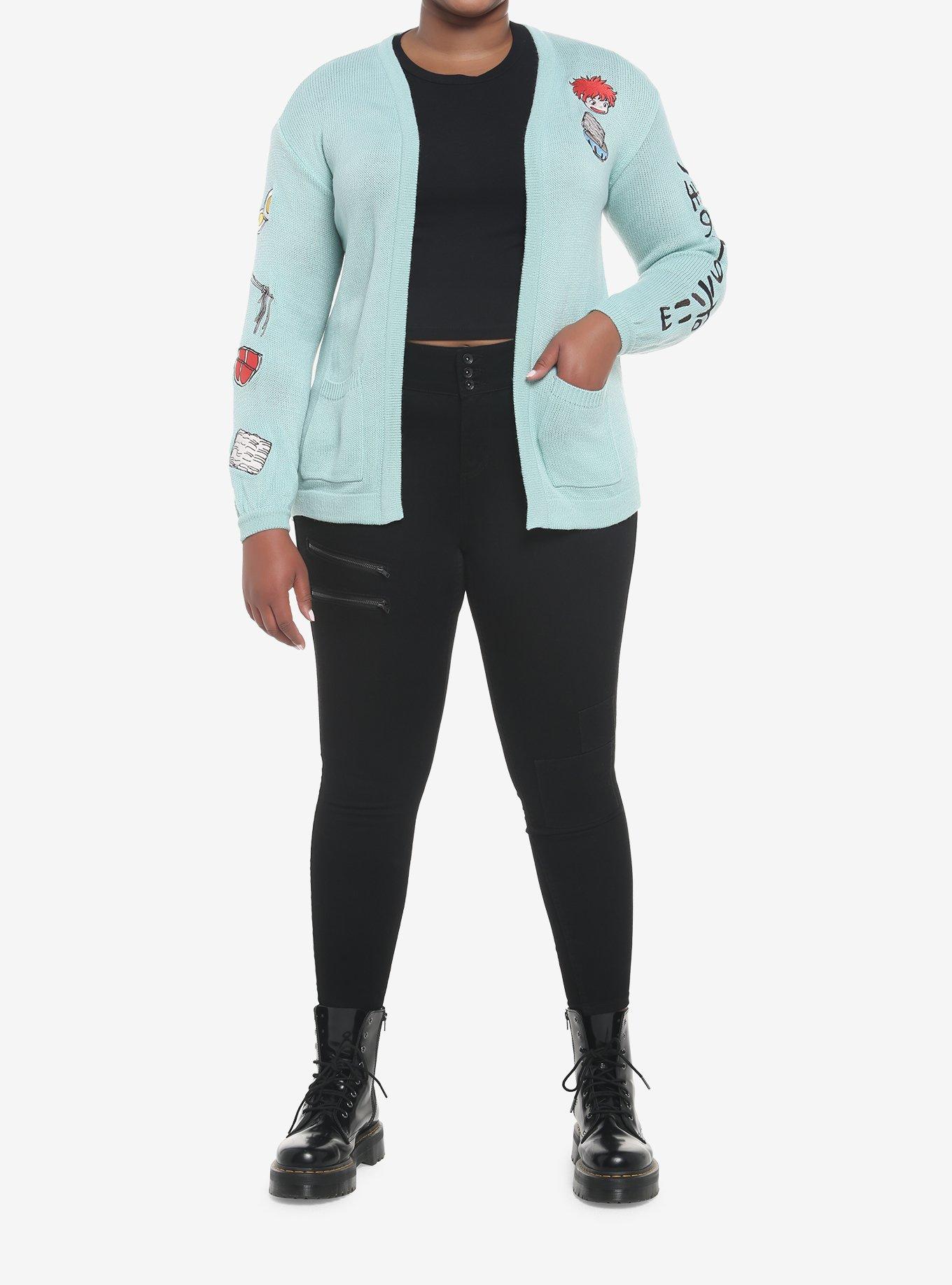 Her Universe Studio Ghibli Ponyo Ramen & Ham Open Cardigan Plus Size, SAGE, alternate