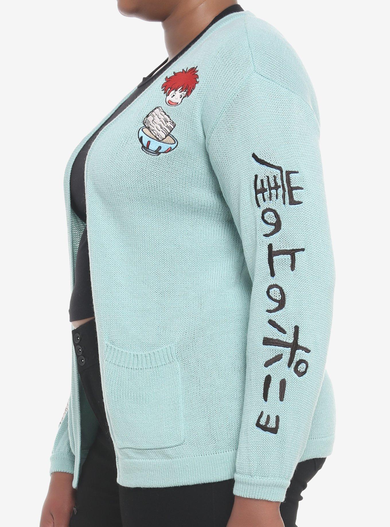 Her Universe Studio Ghibli Ponyo Ramen & Ham Open Cardigan Plus Size, SAGE, alternate