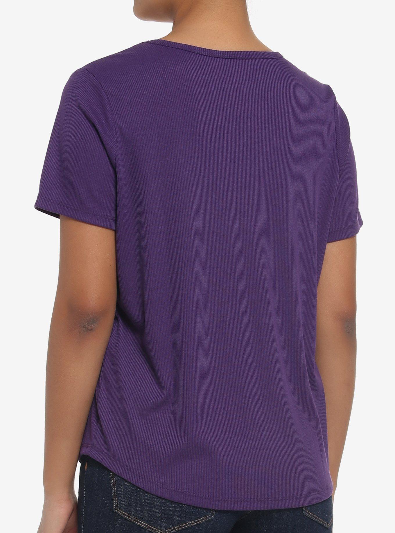 Her Universe Disney Hercules Embroidered Ribbed V-Neck Top, PLUM, alternate