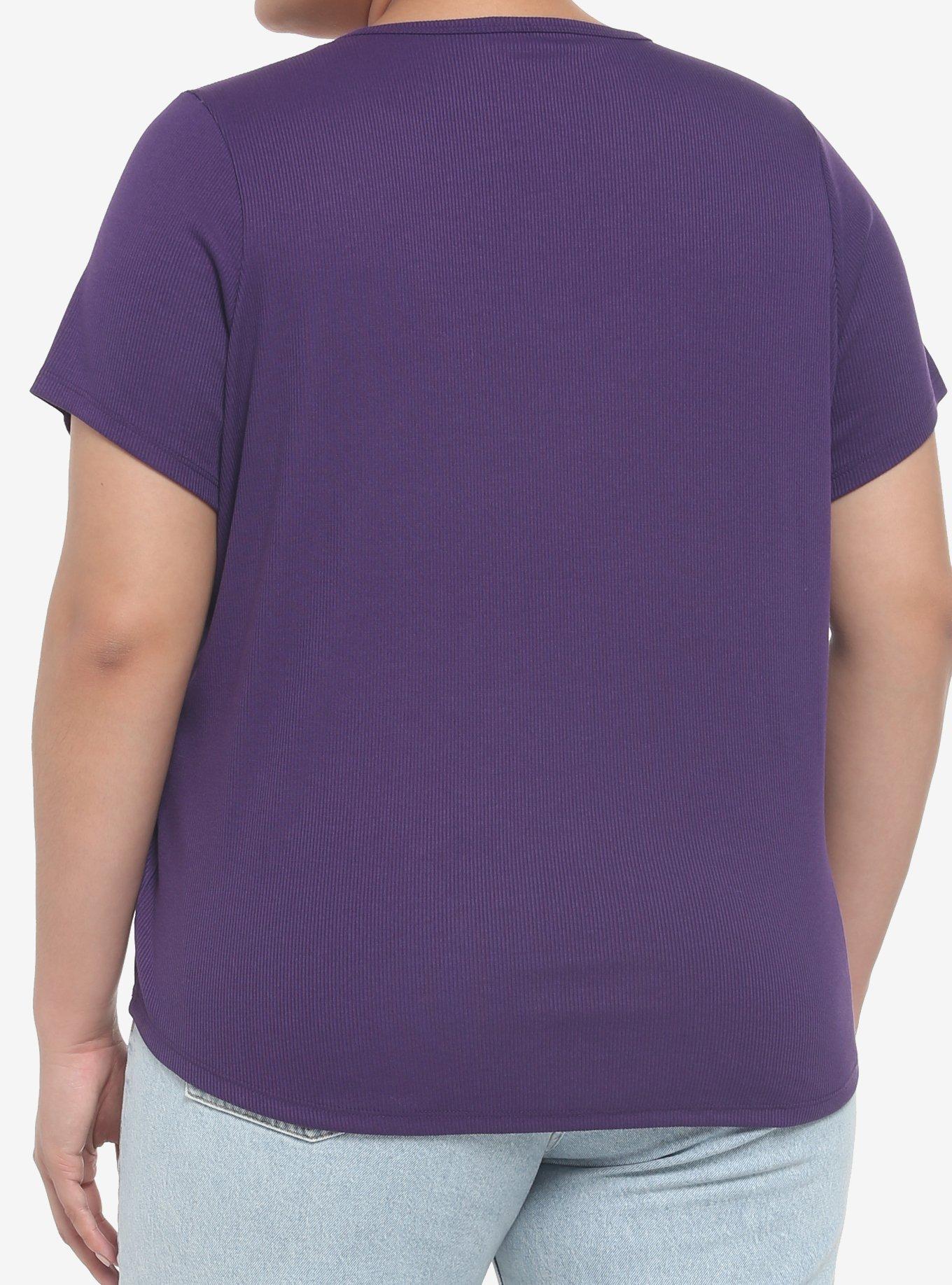 Her Universe Disney Hercules Embroidered Ribbed V-Neck Top Plus Size, PLUM, alternate